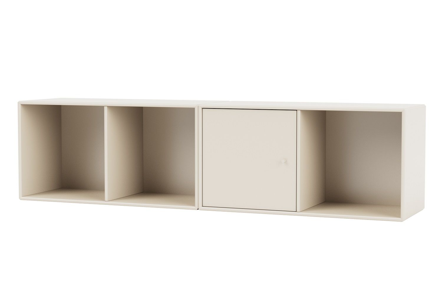 Beige LINE Wandregal von Montana mit Fächern und Tür, modernes Design für Wohnraum.