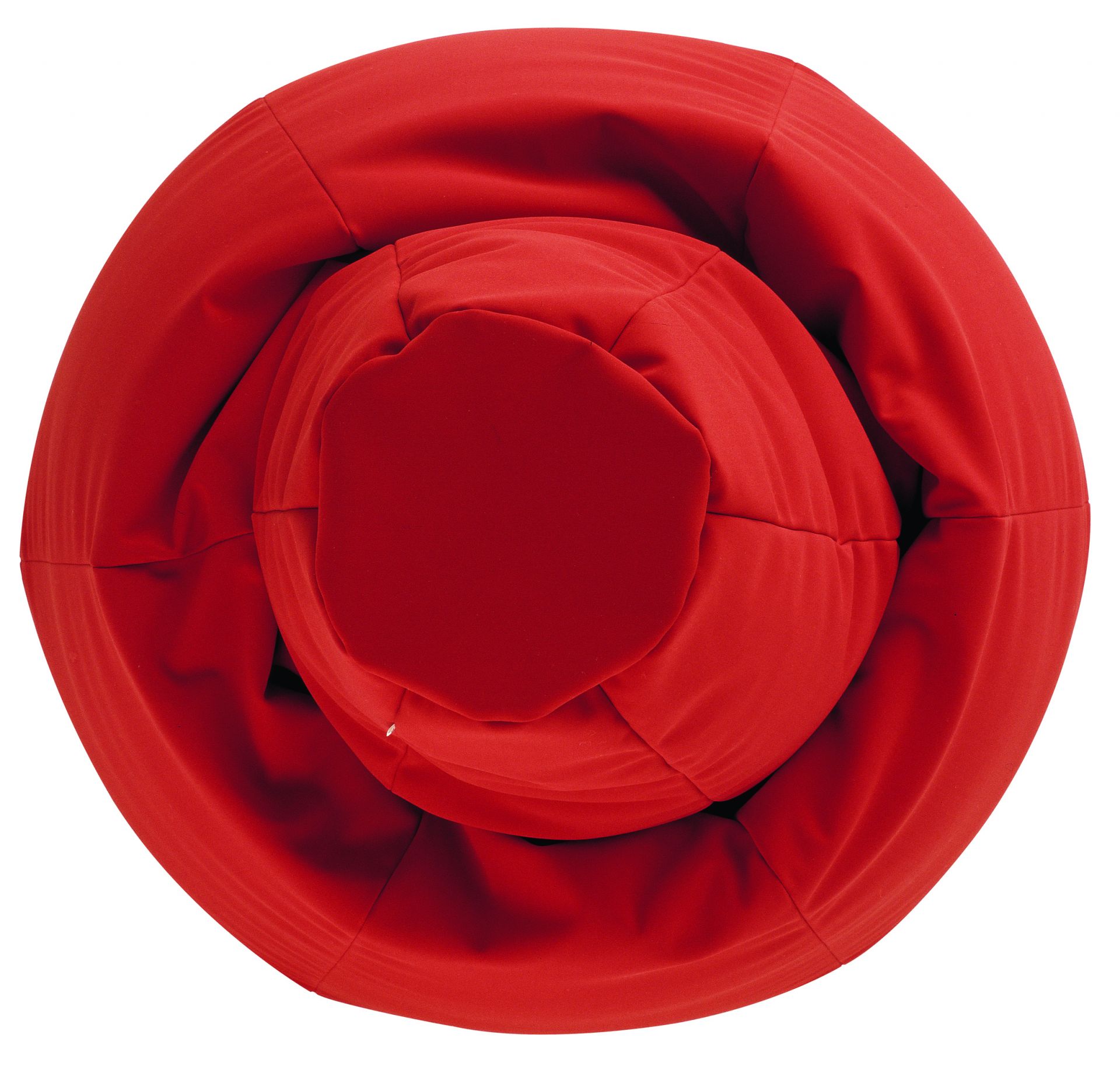 Draufsicht: Roter Sacco Sitzsack von Zanotta, bequemer Bodenstuhl für Wohnzimmer und Kinderzimmer.