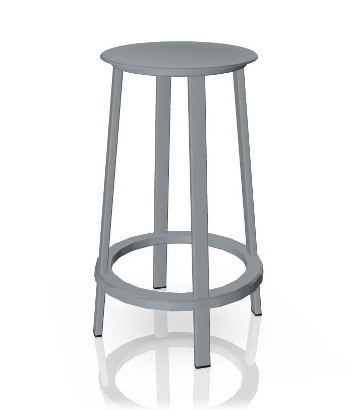 Revolver Bar Stool, hoher Barhocker aus Stahl in Sky Grey, modernes Design.