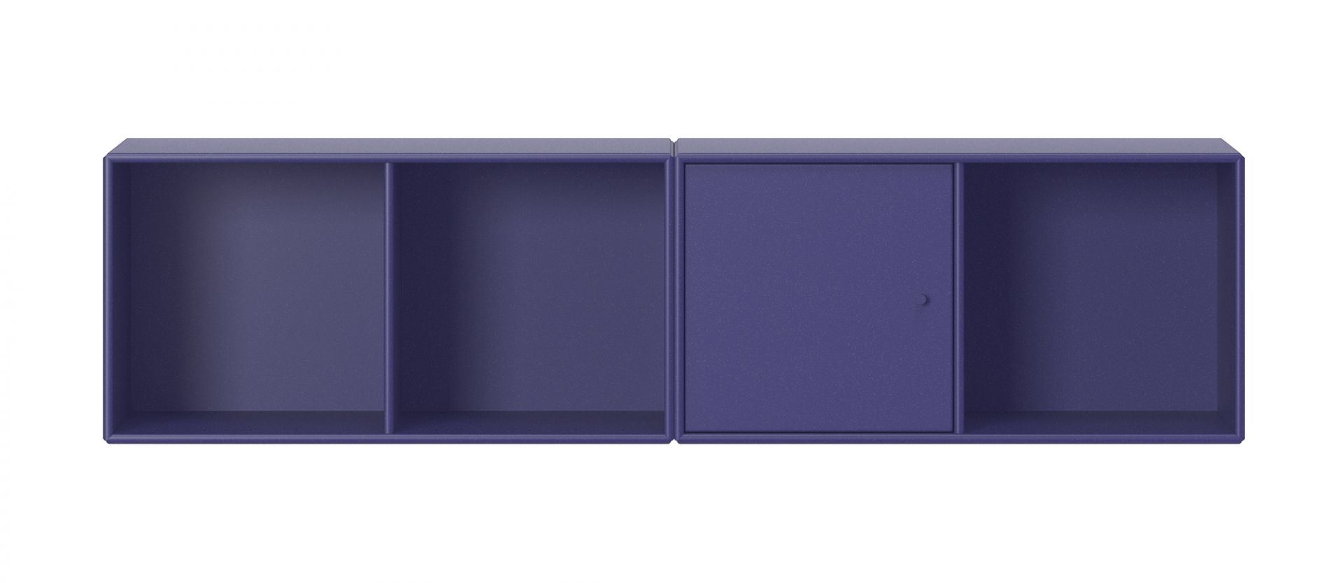 LINE Wandregal von Montana in Blau mit Fächern und einer Tür für Stauraum.