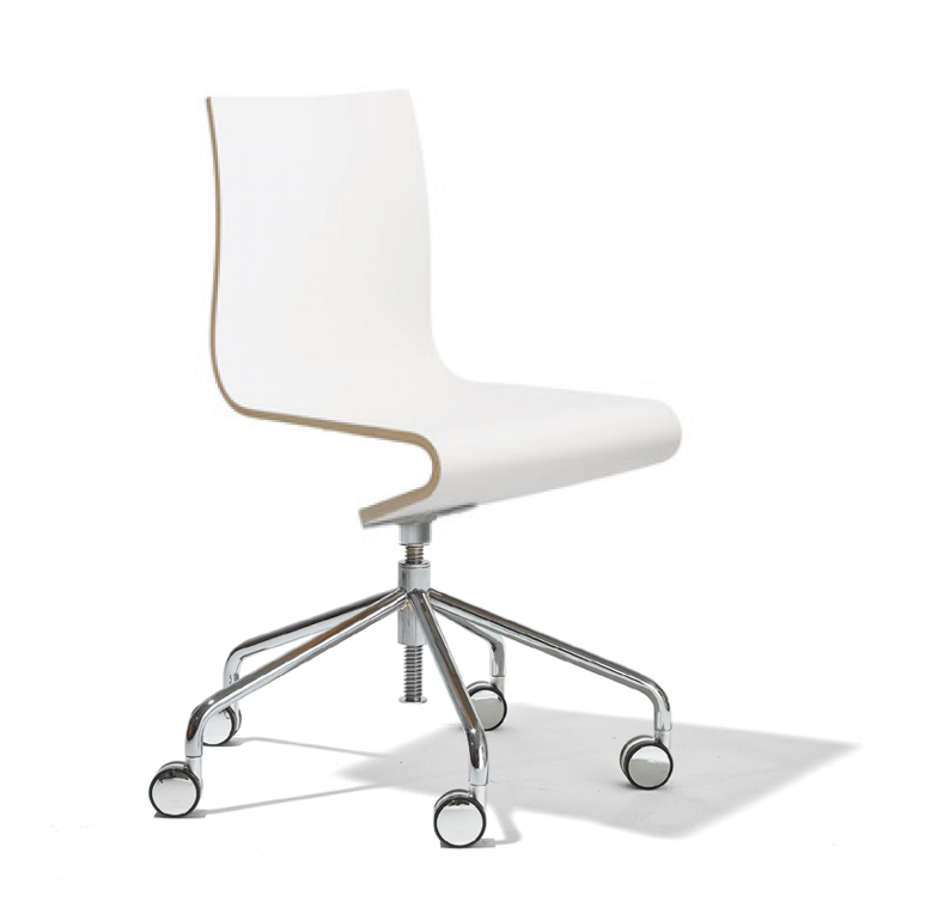 Weißer Seesaw Bürostuhl von Richard Lampert mit Chromgestell und Rollen, ergonomischer Arbeitsstuhl.