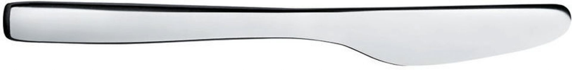 Nahaufnahme eines Messers aus dem Knifeforkspoon Besteckset von Alessi, modernes Design, Edelstahl.