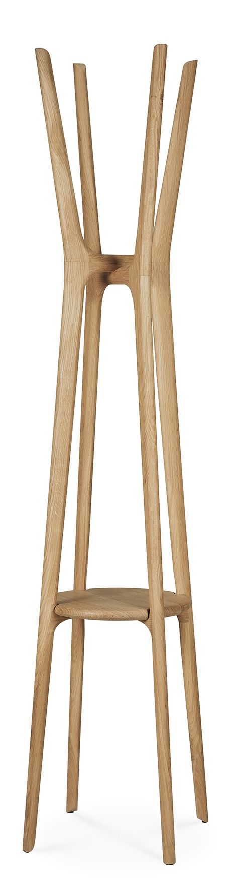 PI Garderobenständer Eiche Ethnicraft: Moderner Garderobenständer aus massivem Eichenholz, ideal für Flur und Diele.