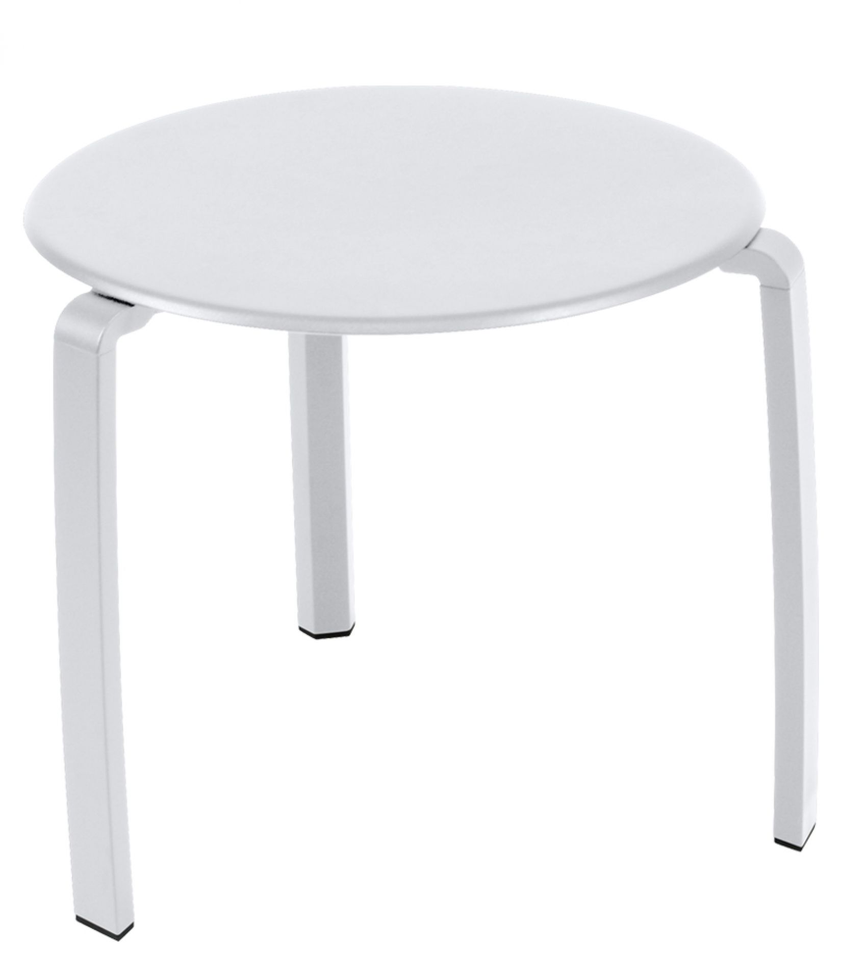 Weißer Alizé Outdoor Beistelltisch von Fermob, runder Tisch für Garten, Terrasse und Balkon.
