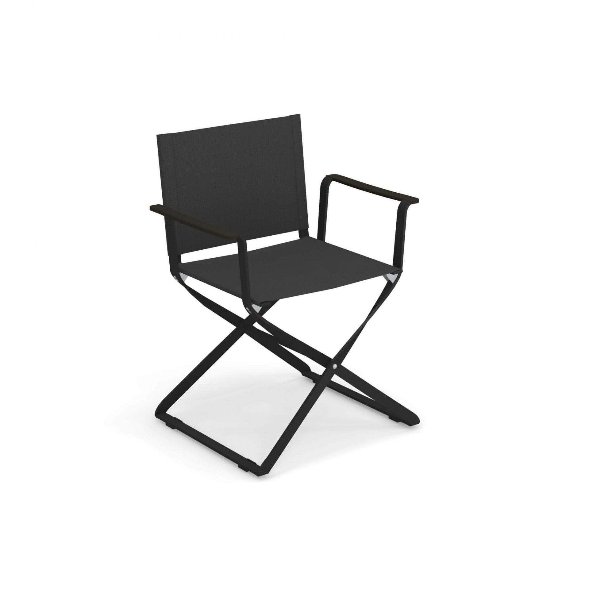 Schwarzer Ciak Regiestuhl von Emu für den Außenbereich, klappbar und mit Armlehnen.