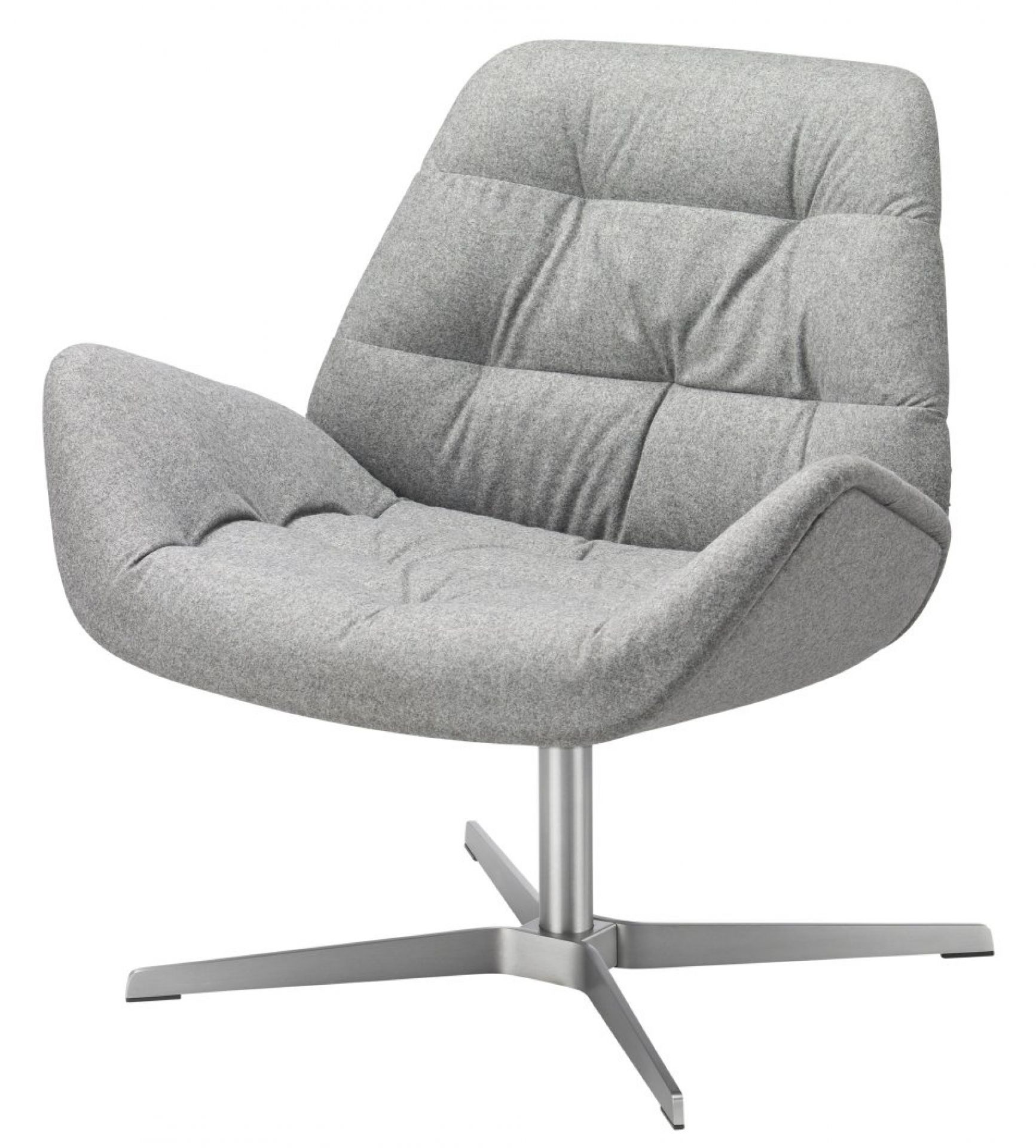 Grauer Thonet 809 Lounge-Sessel mit Drehfuß und gesteppter Polsterung für komfortables Sitzen.