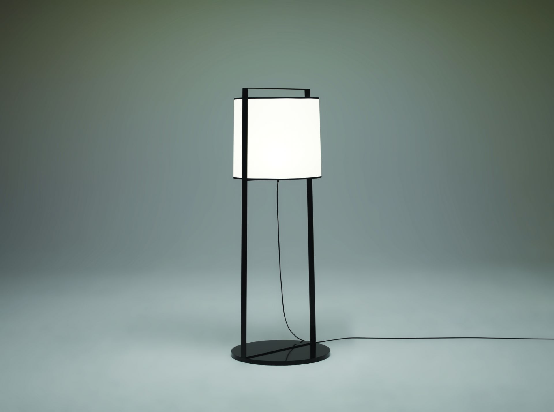 Schwarze Macao Stehleuchte mit zylindrischem Lampenschirm, moderne Innenbeleuchtung für Wohnzimmer und Schlafzimmer.