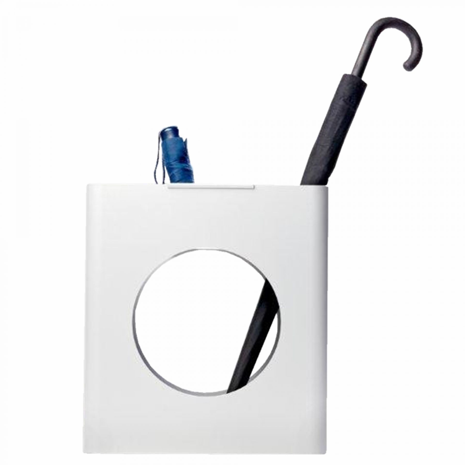 Weißer Flow I Schirmständer von Cascando mit Schirmen, moderner Schirmhalter für Büro und Zuhause.