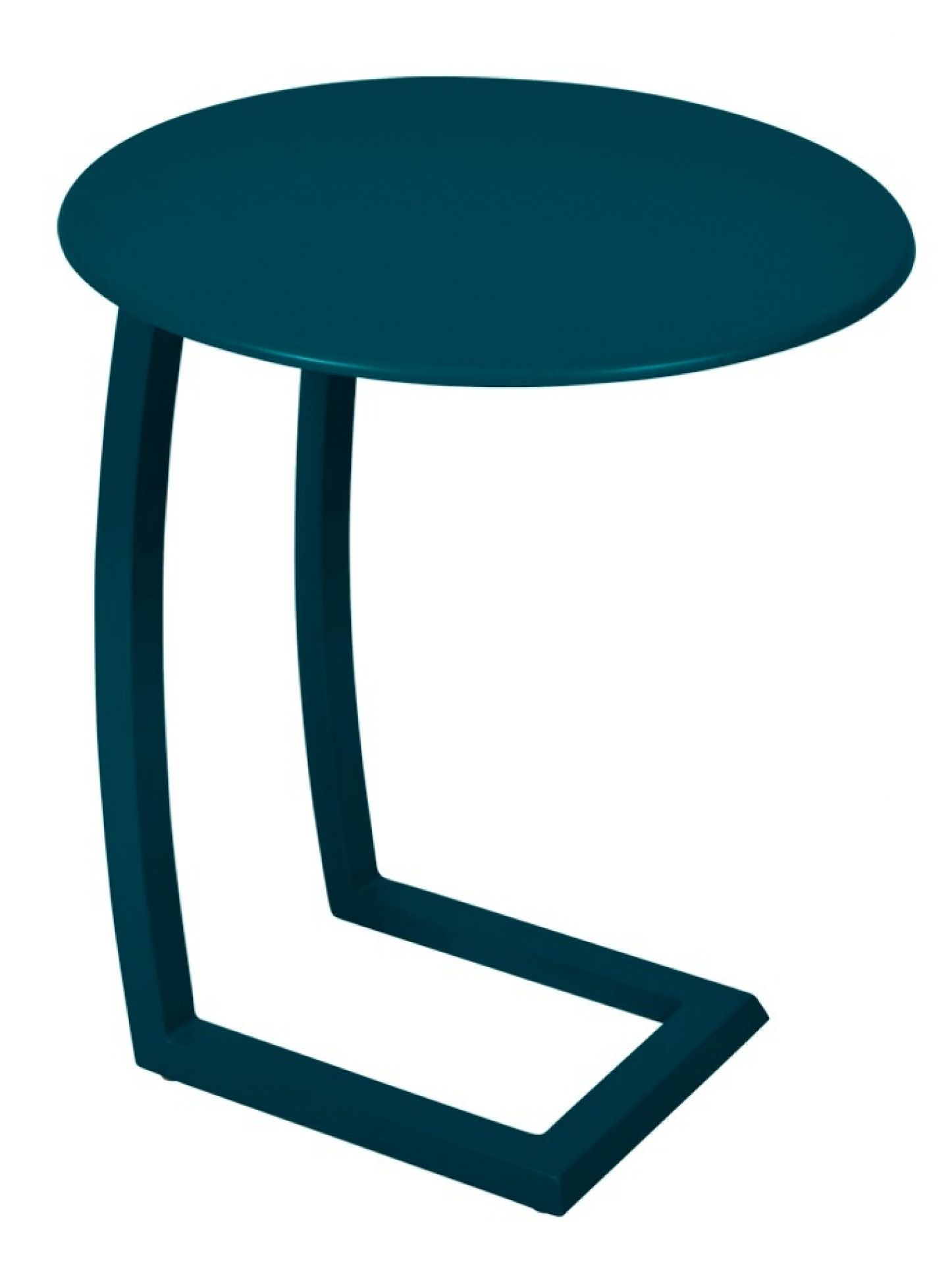 Alizé Outdoor Tisch von Fermob, versetzter Beistelltisch in Petrolblau, ideal für Garten und Terrasse.