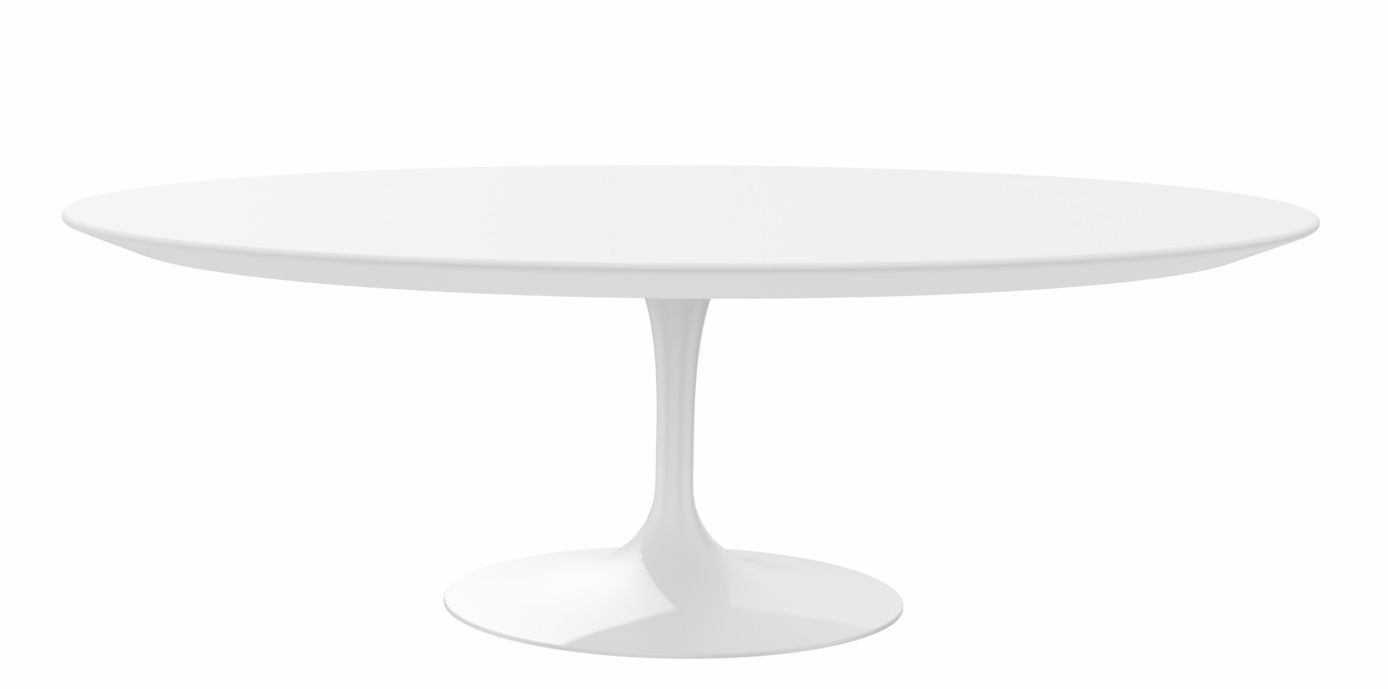 Weißer Saarinen Couchtisch von Knoll International, runder Outdoor Tisch mit zentralem Fuß.