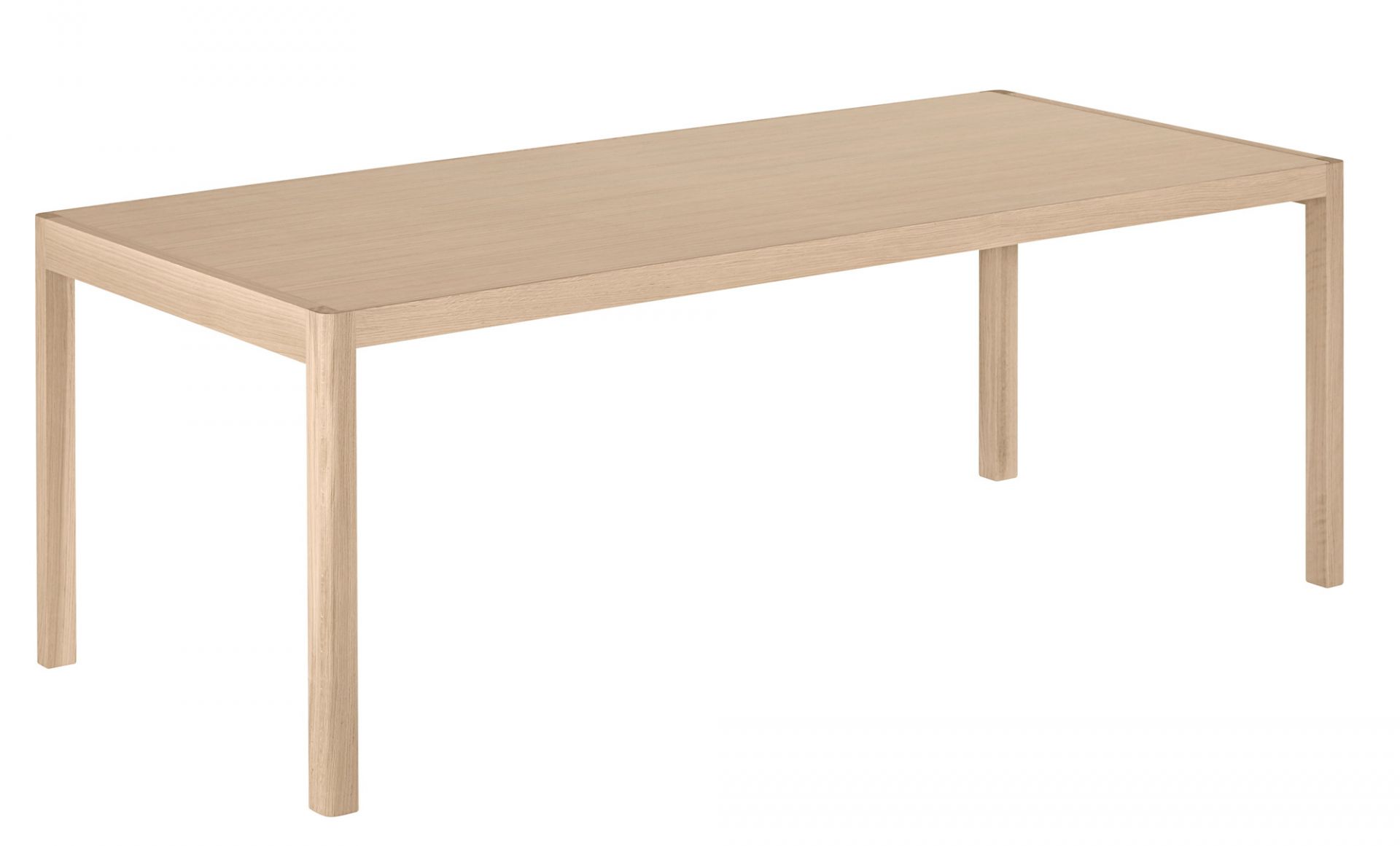Muuto Workshop Table Tisch aus hellem Holz, rechteckige Tischplatte mit schlichtem, modernem Design.