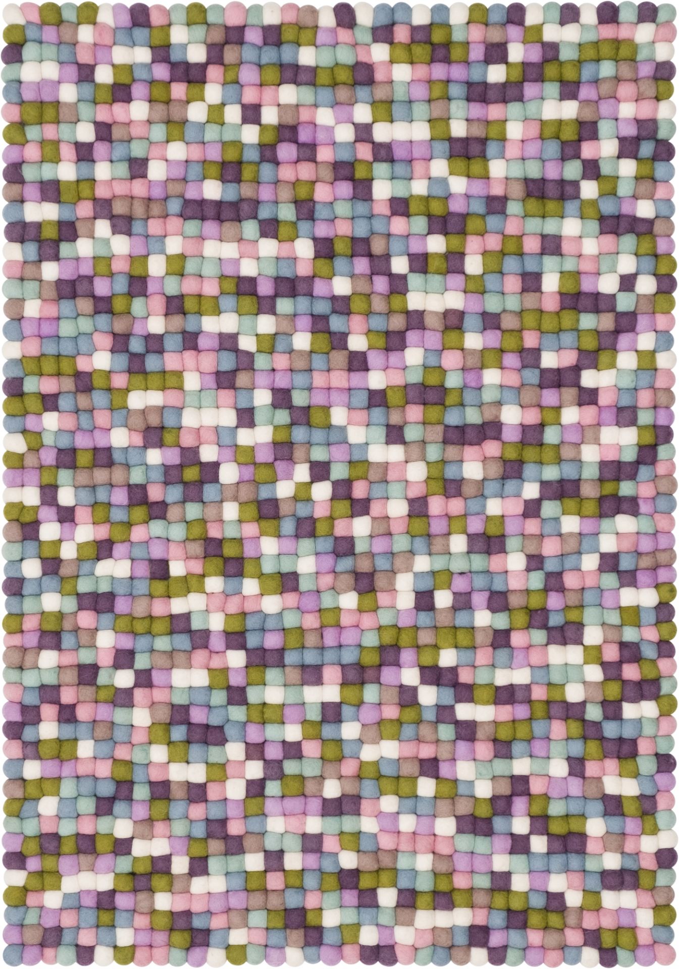 Bunter Filzkugel Teppich Myfelt Greta, 140x200 cm, aus hochwertiger Schurwolle. Handgefertigter Wollteppich.