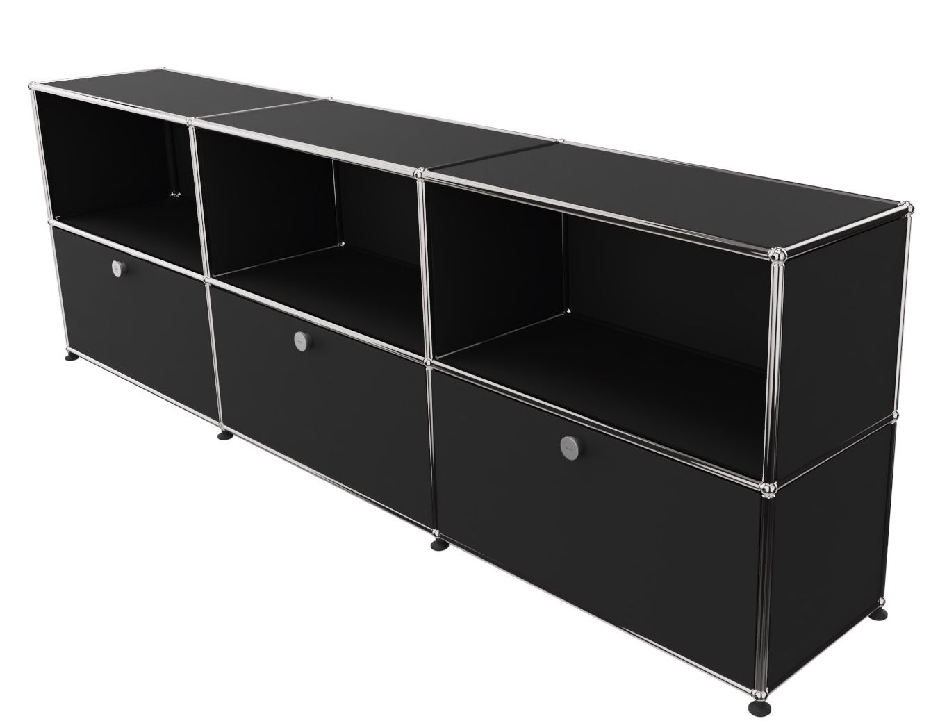 USM Haller Sideboard 3 Offen / 3 Klappen Graphitschwarz - FAST DELIVERY