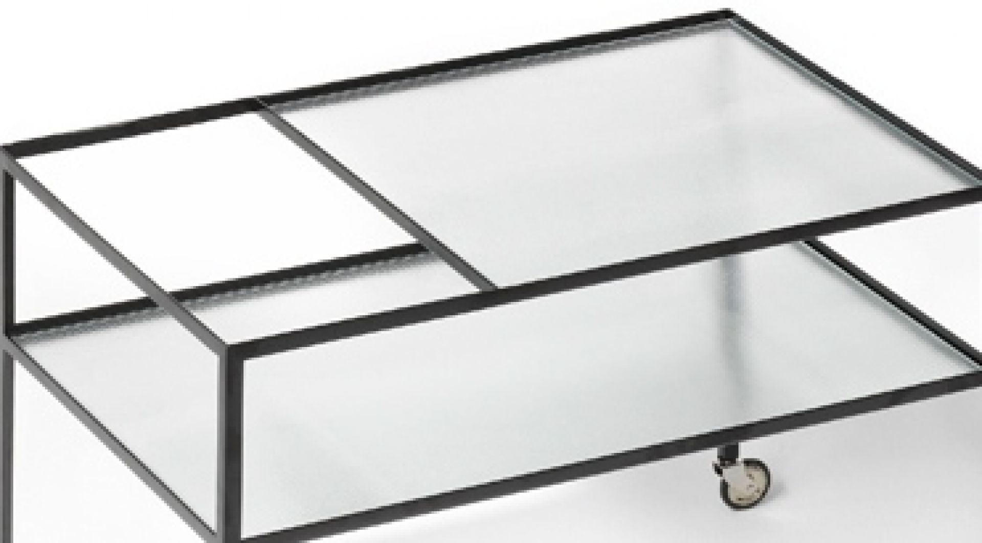 Zwei klare Glasplatten als Ersatzscheiben für den Barwagen. Möbel Ersatzteile für Servierwagen.