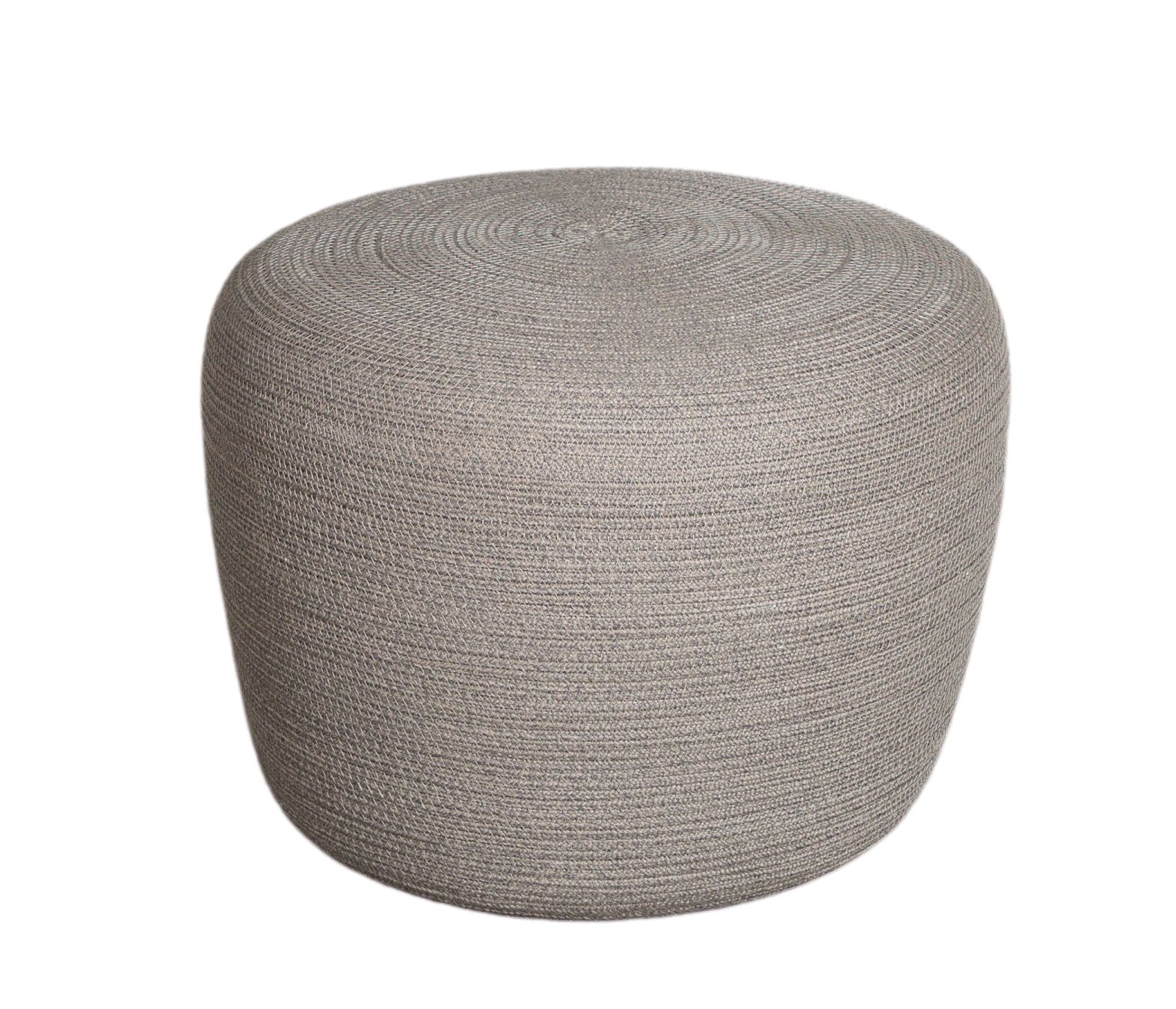 Circle Hocker klein Taupe von Cane-Line, geflochtener Pouf für Wohnzimmer und Terrasse.
