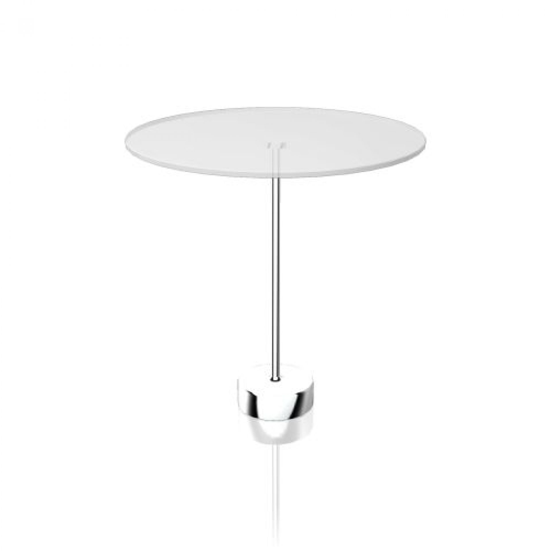 Tablo Beistelltisch von Cor, Durchmesser 50 cm, mit runder, transparenter Tischplatte und Chromfuß.