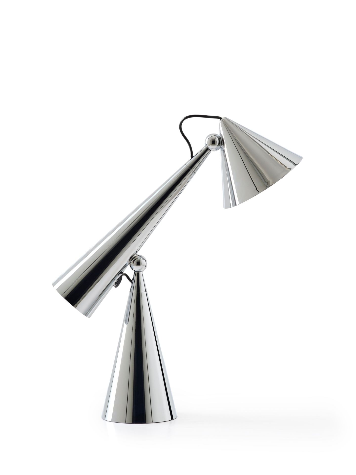 Silberne Pose Task Light LED Tischleuchte von Tom Dixon, moderne Schreibtischlampe für Büro und Zuhause.