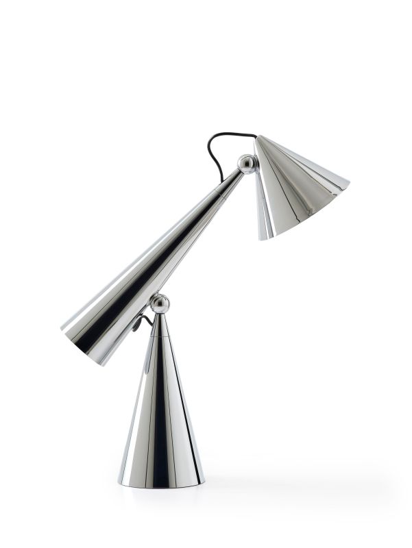 Silberne Pose Task Light LED Tischleuchte von Tom Dixon, moderne Schreibtischlampe für Büro und Zuhause.