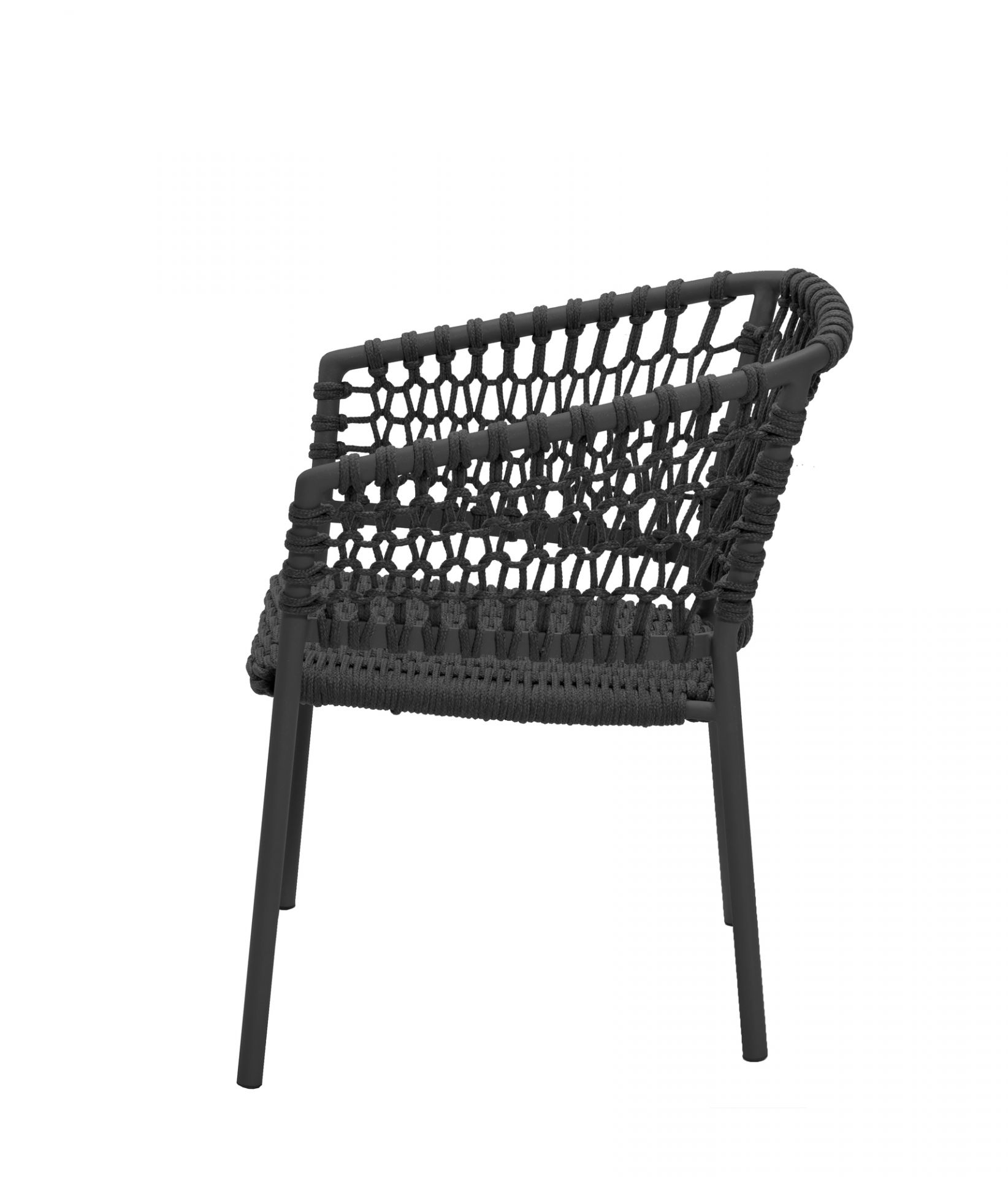 Ocean Outdoor Sessel von Cane-Line, schwarzer Gartensessel aus geflochtenem Kunststoff, modernes Design für Terrasse und Garten.