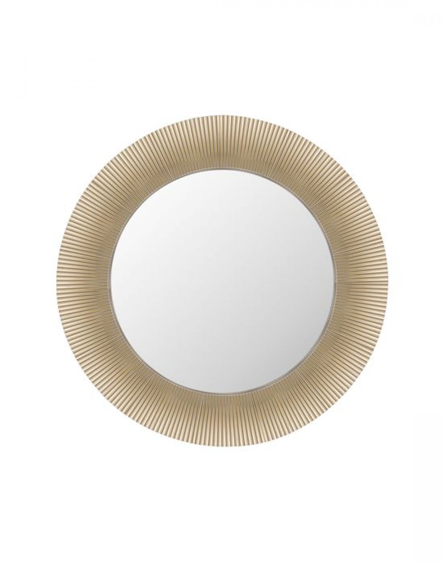 Runder All Saints Spiegel von Kartell mit goldenem, geripptem Rahmen. Dekorativer Wandspiegel.