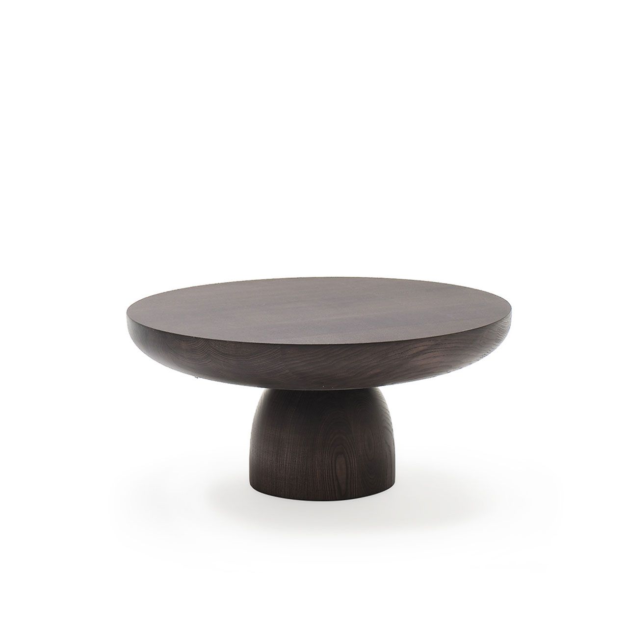 Olo Couchtisch aus Holz von Mogg, runder Beistelltisch aus dunklem Holz, Ø70cm.