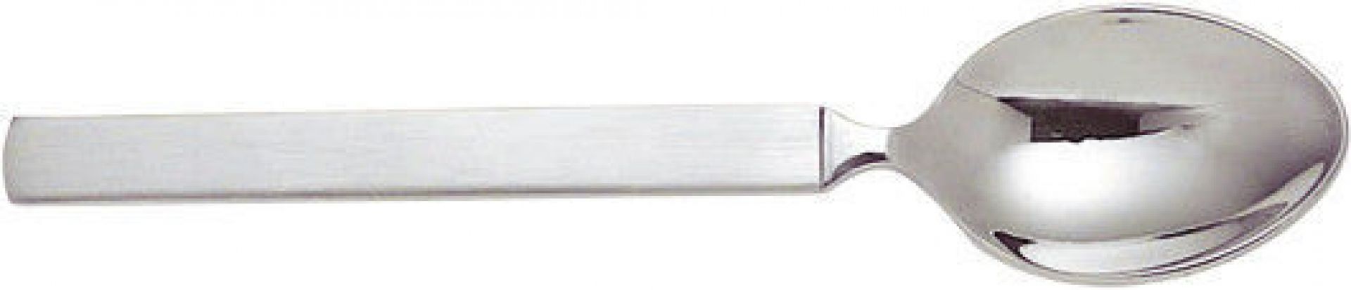 Nahaufnahme eines Löffels aus dem Alessi Dry Besteckgarnitur, Edelstahl, modernes Design.