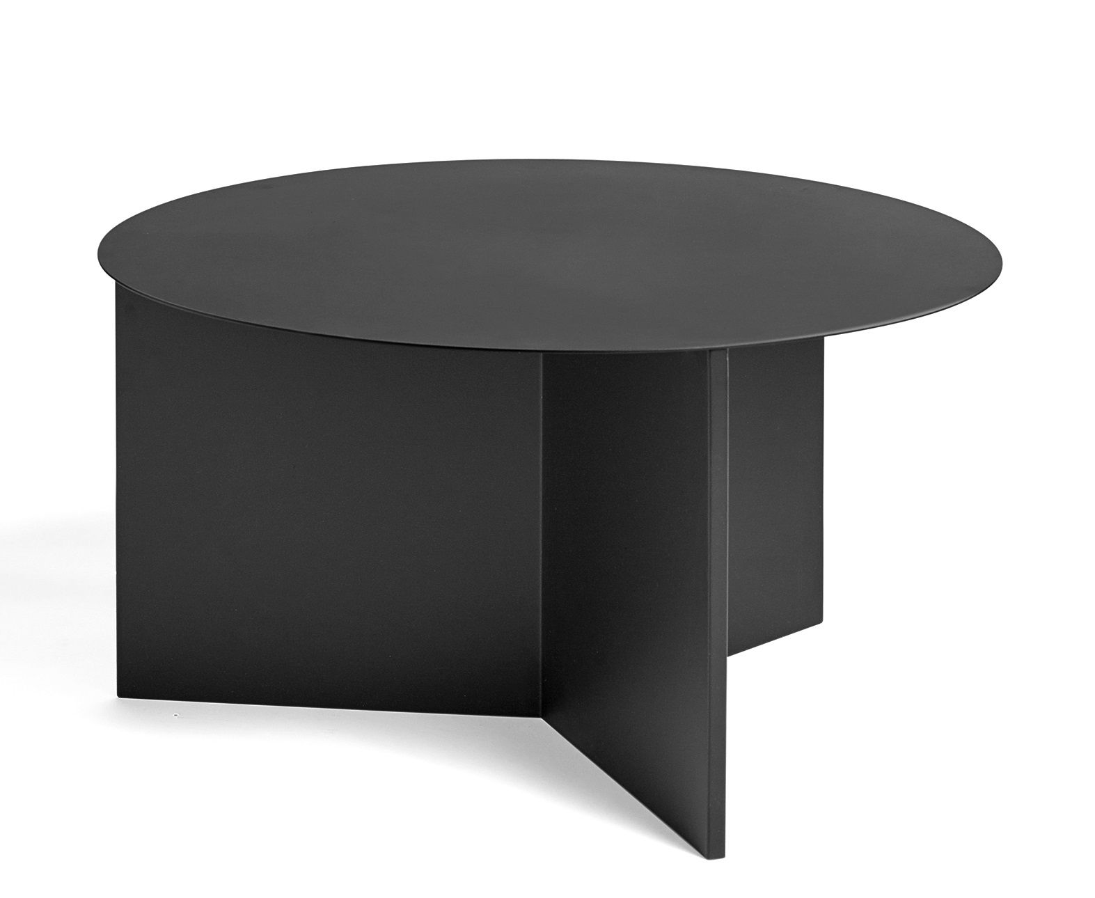 Schwarzer Slit Table von Hay, runder Beistelltisch oder Couchtisch aus pulverbeschichtetem Stahl.