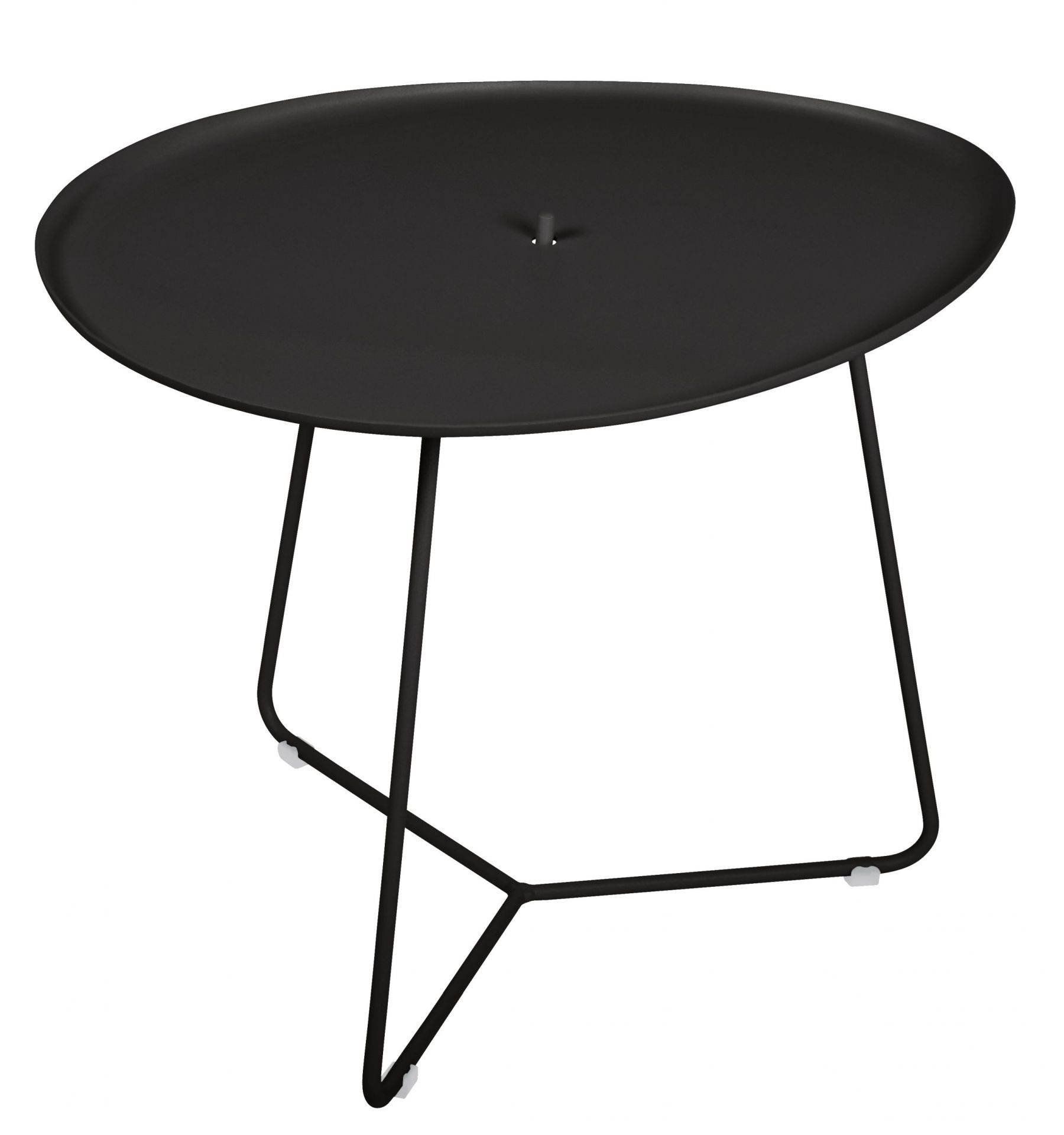 Schwarzer Cocotte Outdoor Tisch von Fermob. Kleiner, runder Gartentisch mit filigranem Metallgestell.