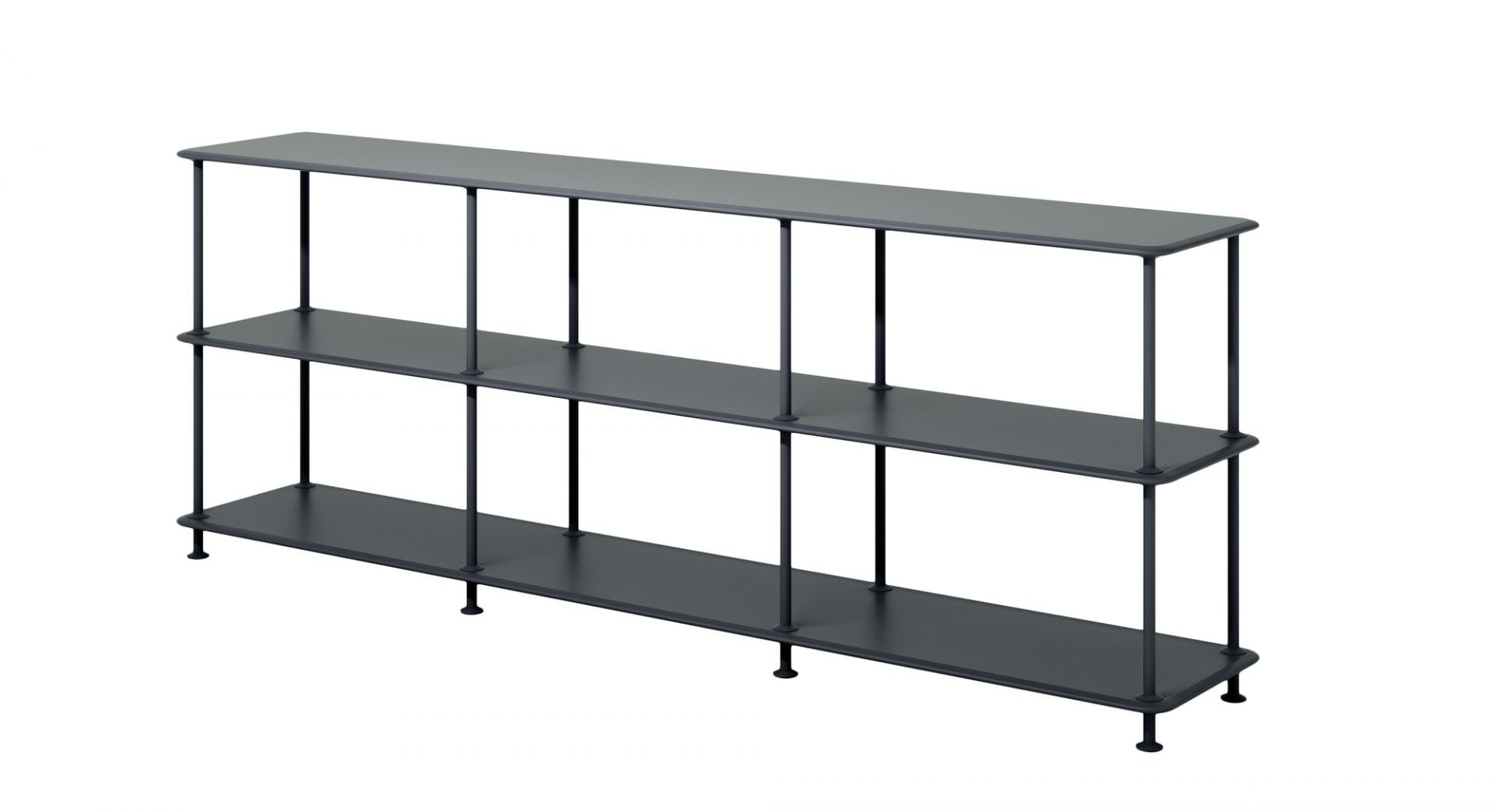 Montana Free Regal in Fjord: Freistehendes, dreistöckiges Designregal für Wohnzimmer und Büro.