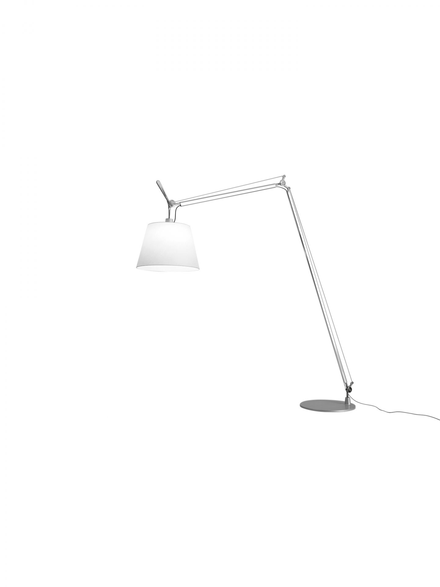 Artemide Tolomeo Maxi Stehleuchte mit Pergamentschirm, Aluminiumgestell, modernes Design für Wohnzimmer und Büro.