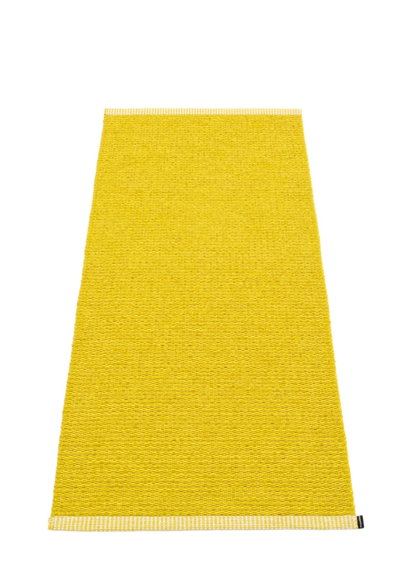 Senffarbener Pappelina Kunststoffteppich Mono, 60x150 cm, gewebt und pflegeleicht für Innen- und Außenbereich.