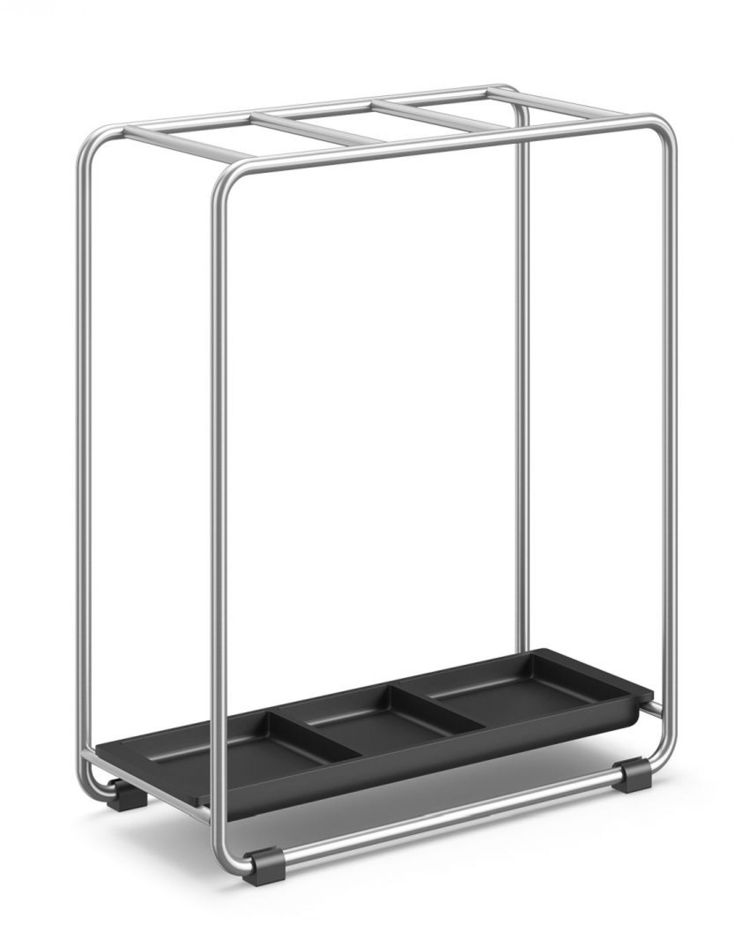 Mecor Schirmständer ZACK EINZELSTÜCK: Moderner, offener Schirmständer aus Metall mit schwarzer Tropfschale für Regenschirme.