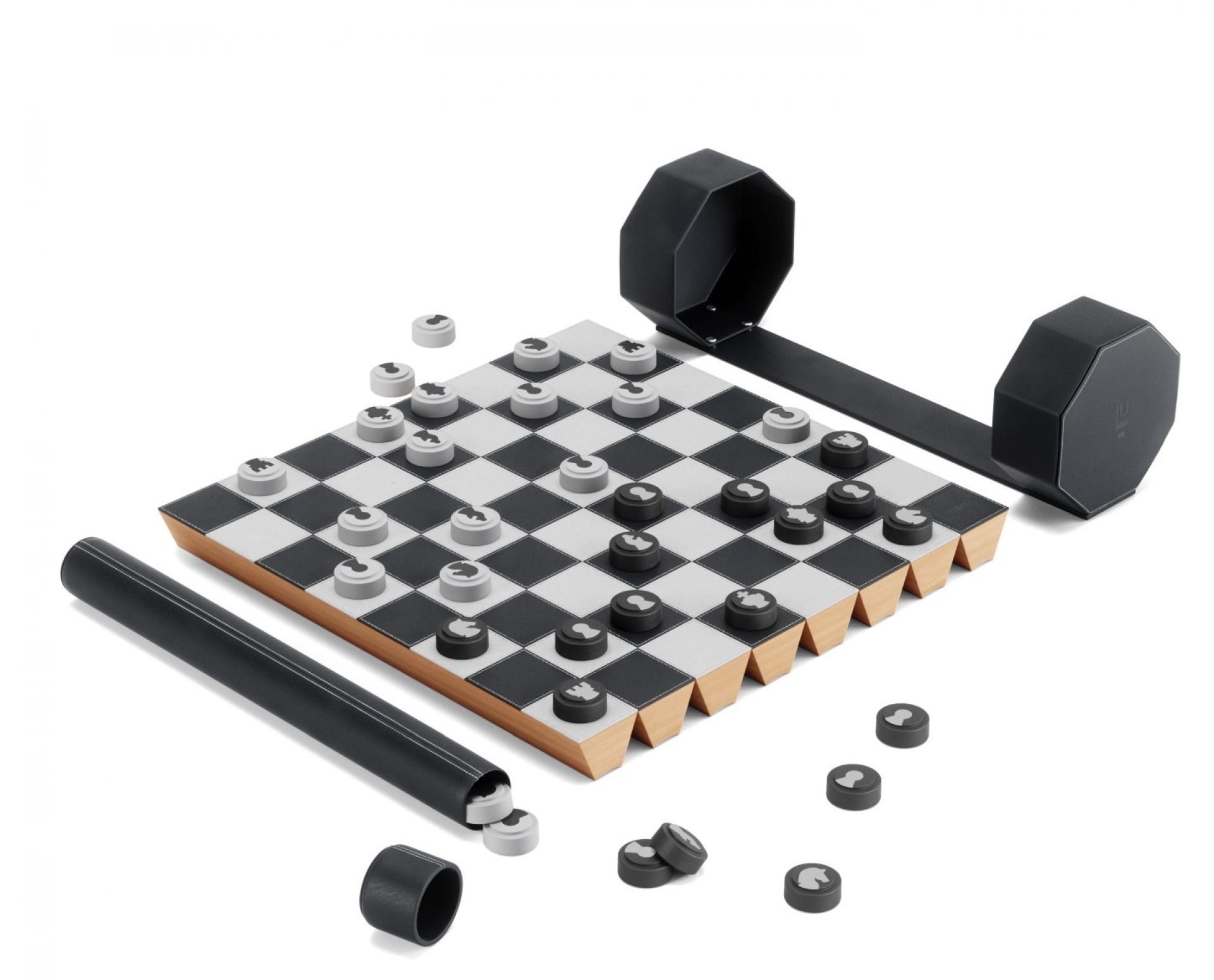 Rolz Chess / Checkers Ser Mobiles Schach- und Dame Set Umbra EINZELSTÜCK UMBRA 1016814 040