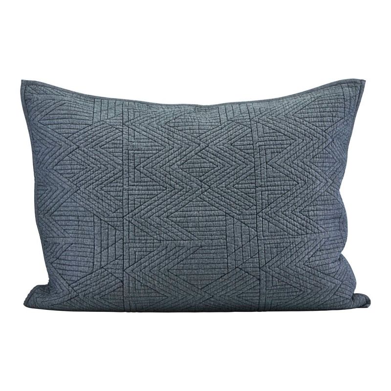 Blauer Tria Kissenbezug von House Doctor mit geometrischem Muster, gesteppt, für Wohnzimmer und Schlafzimmer.