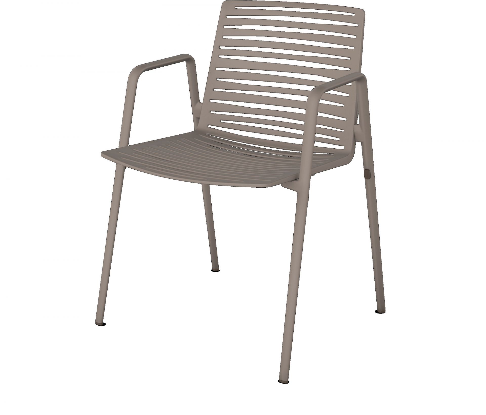 Zebra Stuhl mit Armlehnen von Fast, moderner Gartenstuhl aus Aluminium in Taupe.
