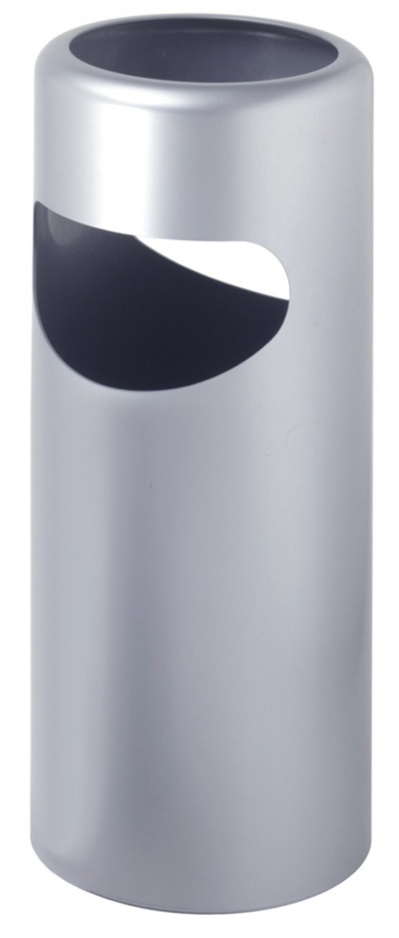 Silberner Birillo Papierkorb von Rexite mit seitlicher Öffnung für Büro und Haushalt.