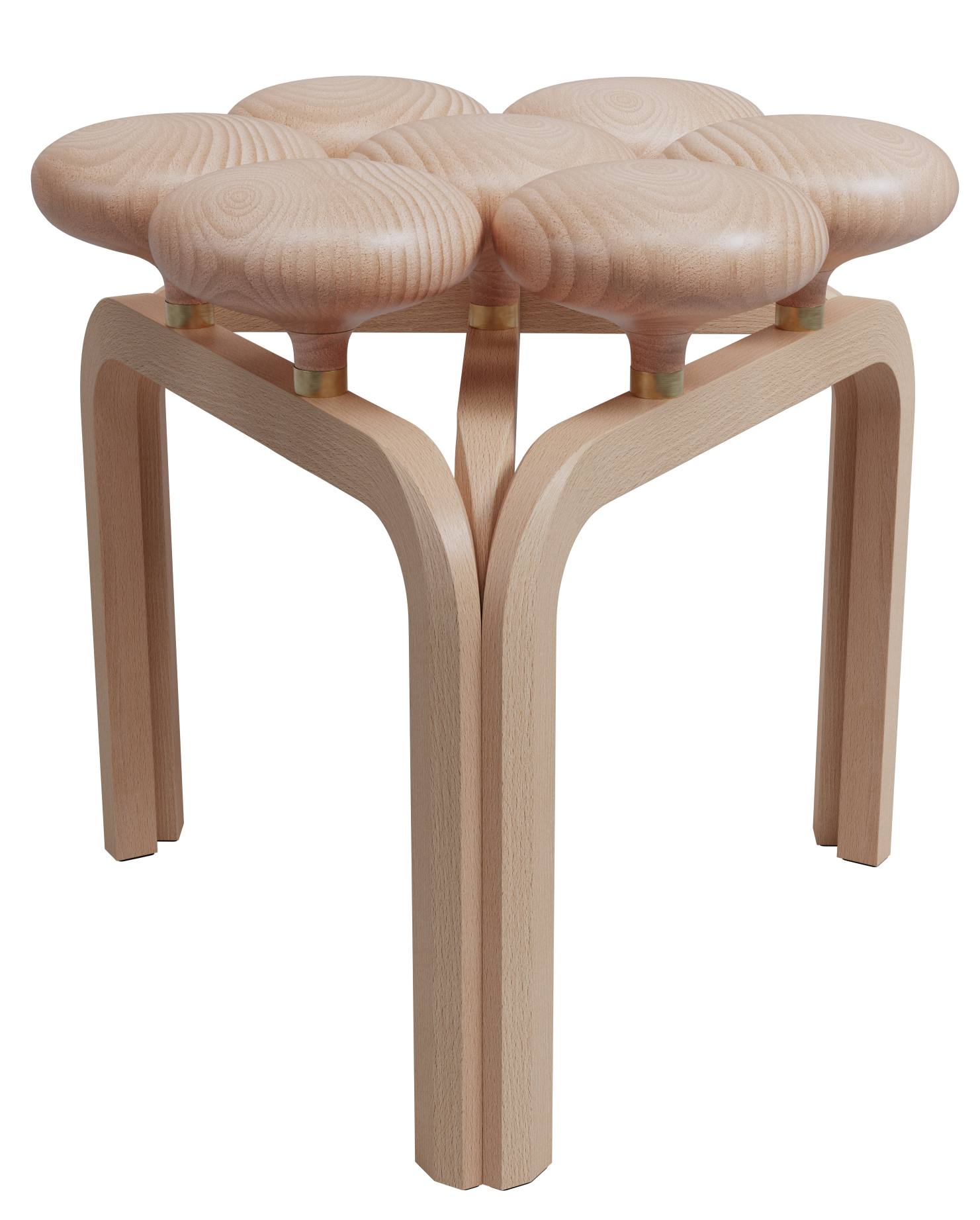 Utzon Hocker von Fritz Hansen aus hellem Holz, modernes Design mit abgerundeten Formen.