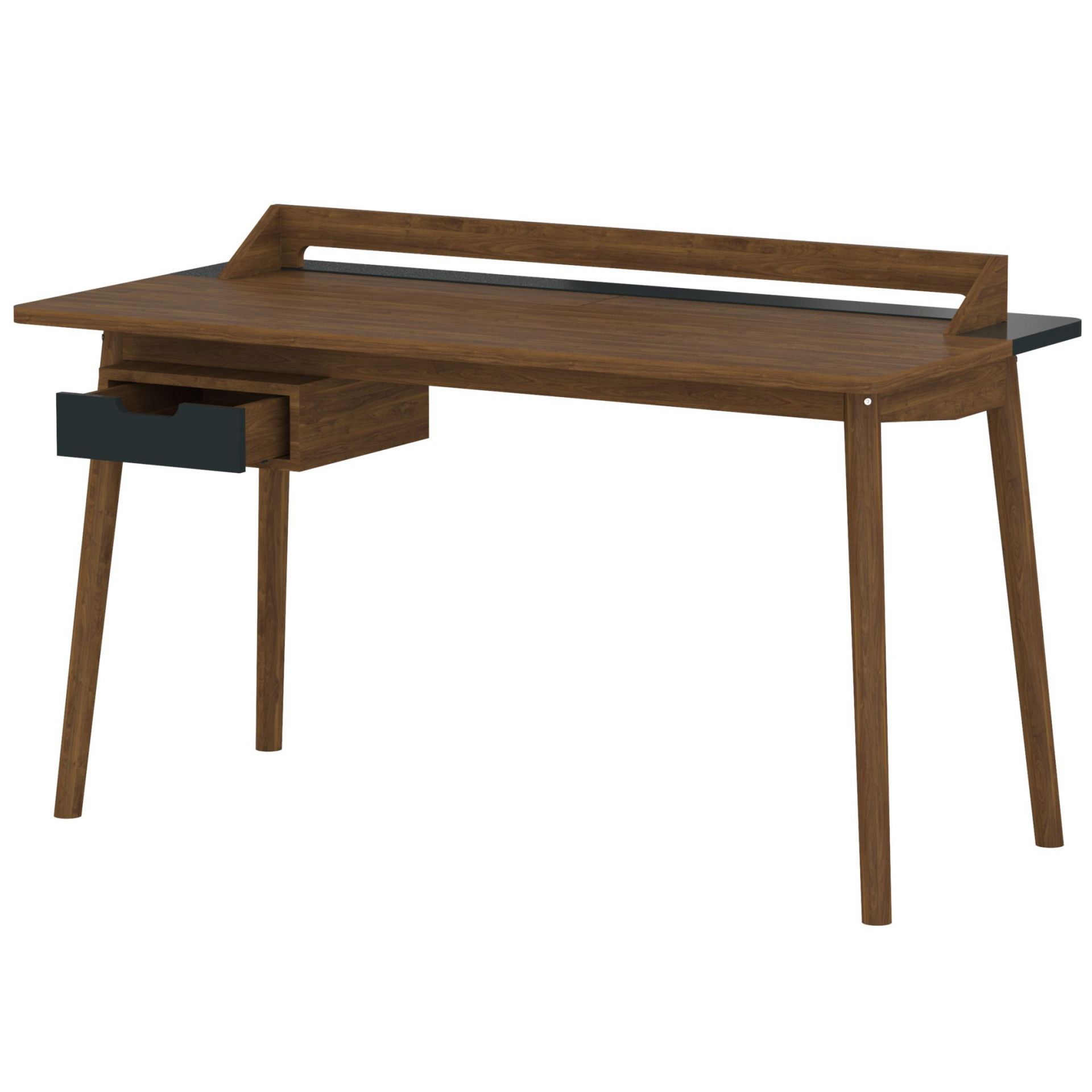 Honoré Schreibtisch aus Walnuss von Hartô mit Schublade und Ablage, modernes Design für Arbeitszimmer.