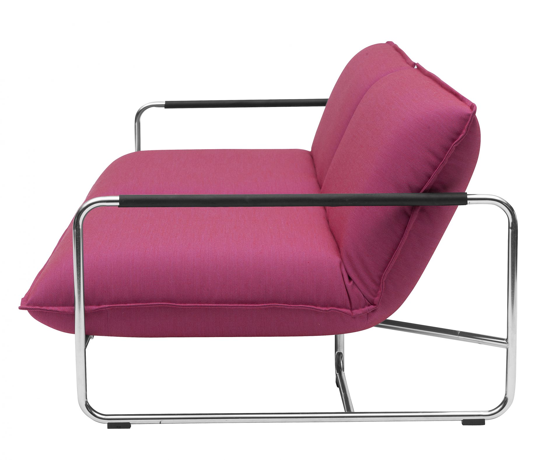 Pinkes Nova Schlafsofa Softline mit Chromgestell, modernes Design für Wohnzimmer und Gästezimmer.