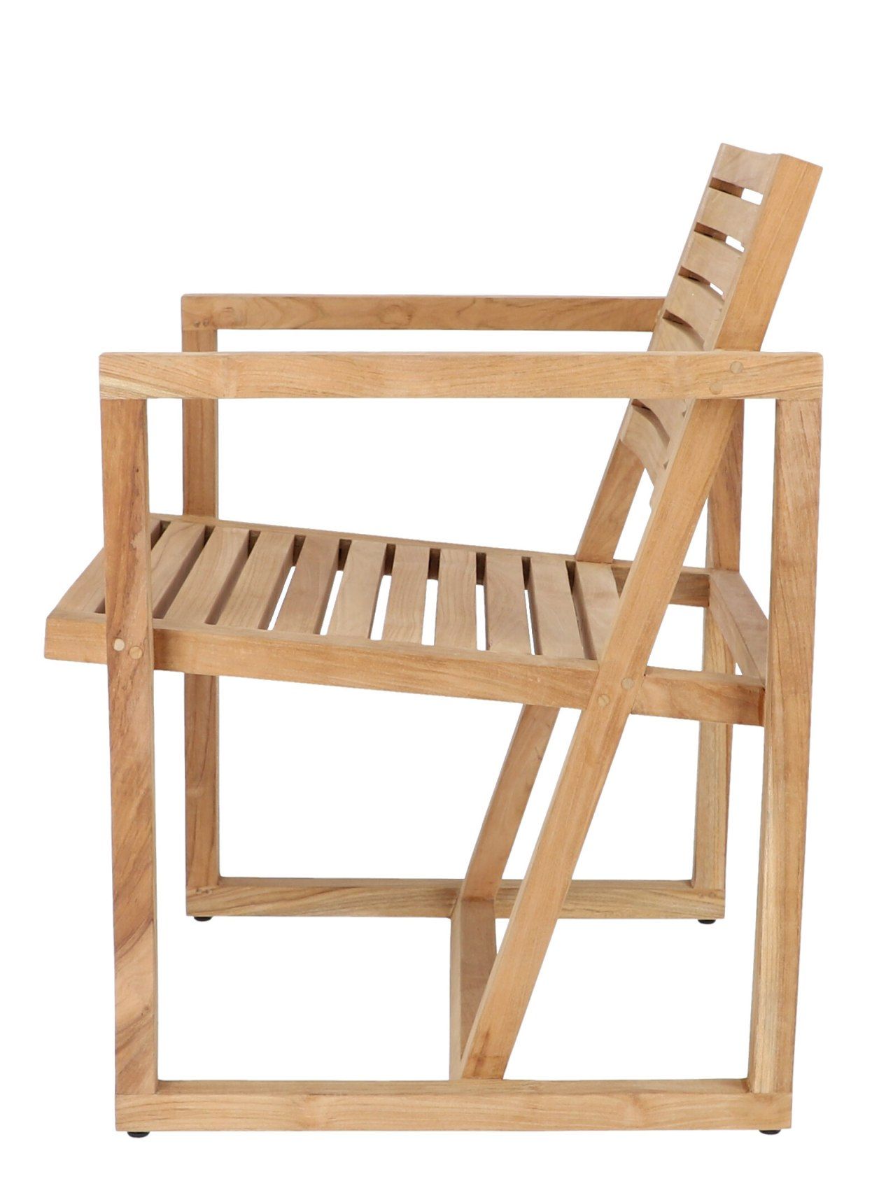 Timber Armlehnsessel Natur von Jan Kurtz für den Outdoor-Bereich, gefertigt aus massivem Teakholz.