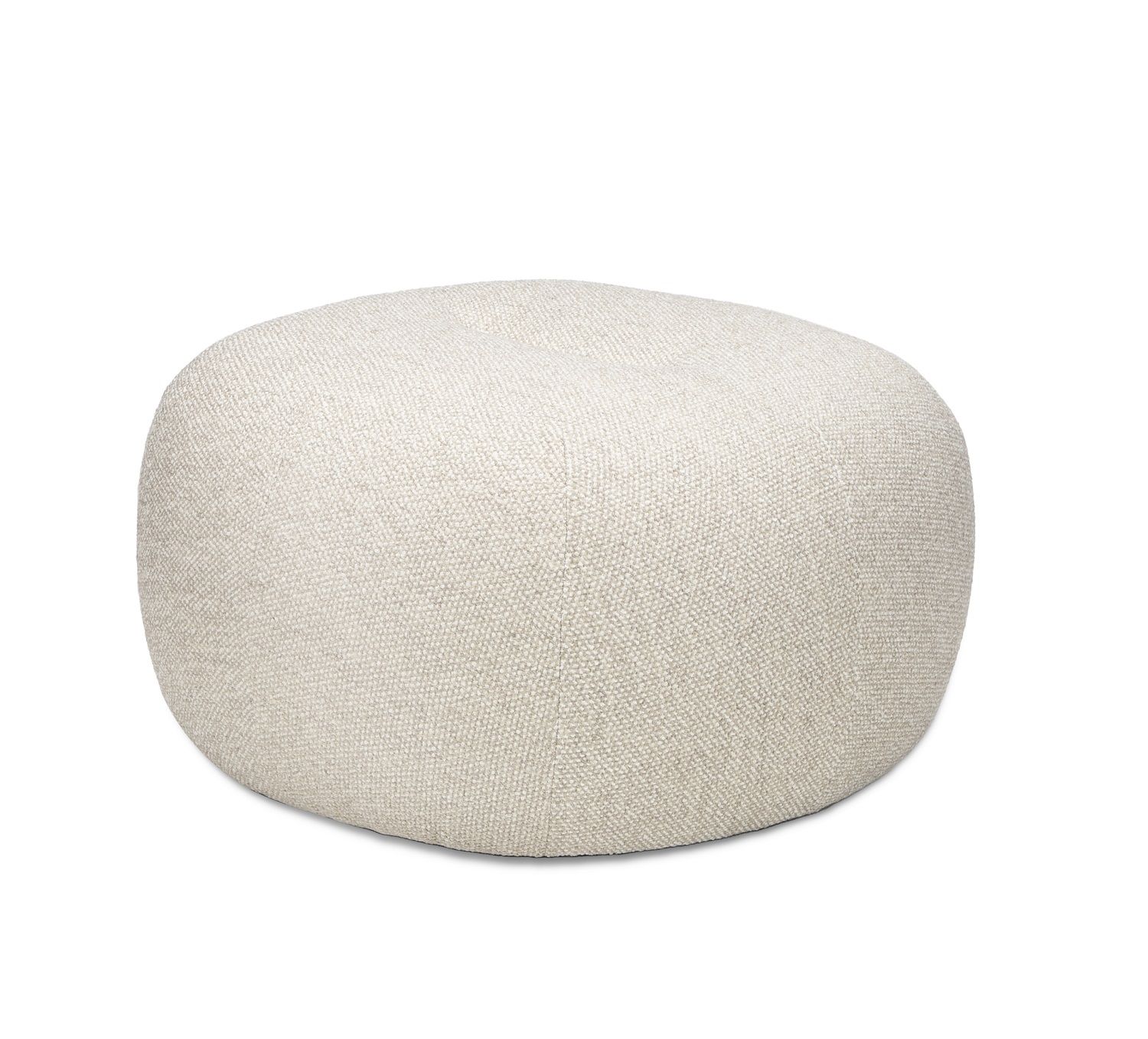Beiger Nana Pouf Hocker von Freifrau Manufaktur, runder Sitzhocker mit Stoffbezug.