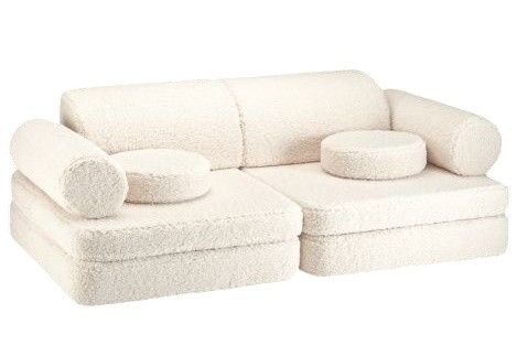 Kinderspielsofa Teddystoff Cremeweiß Wigiwama