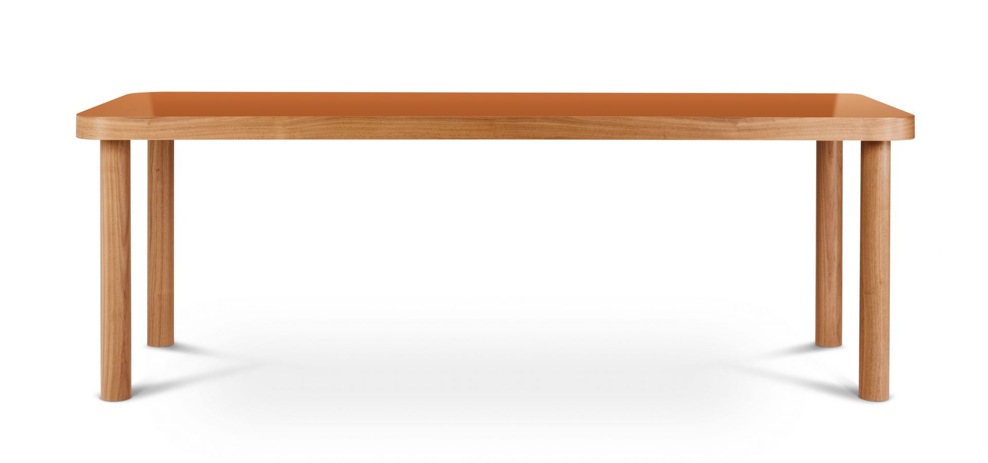 SÄULE Esstisch von Wiener GTV Design aus hellem Holz mit abgerundeten Ecken.