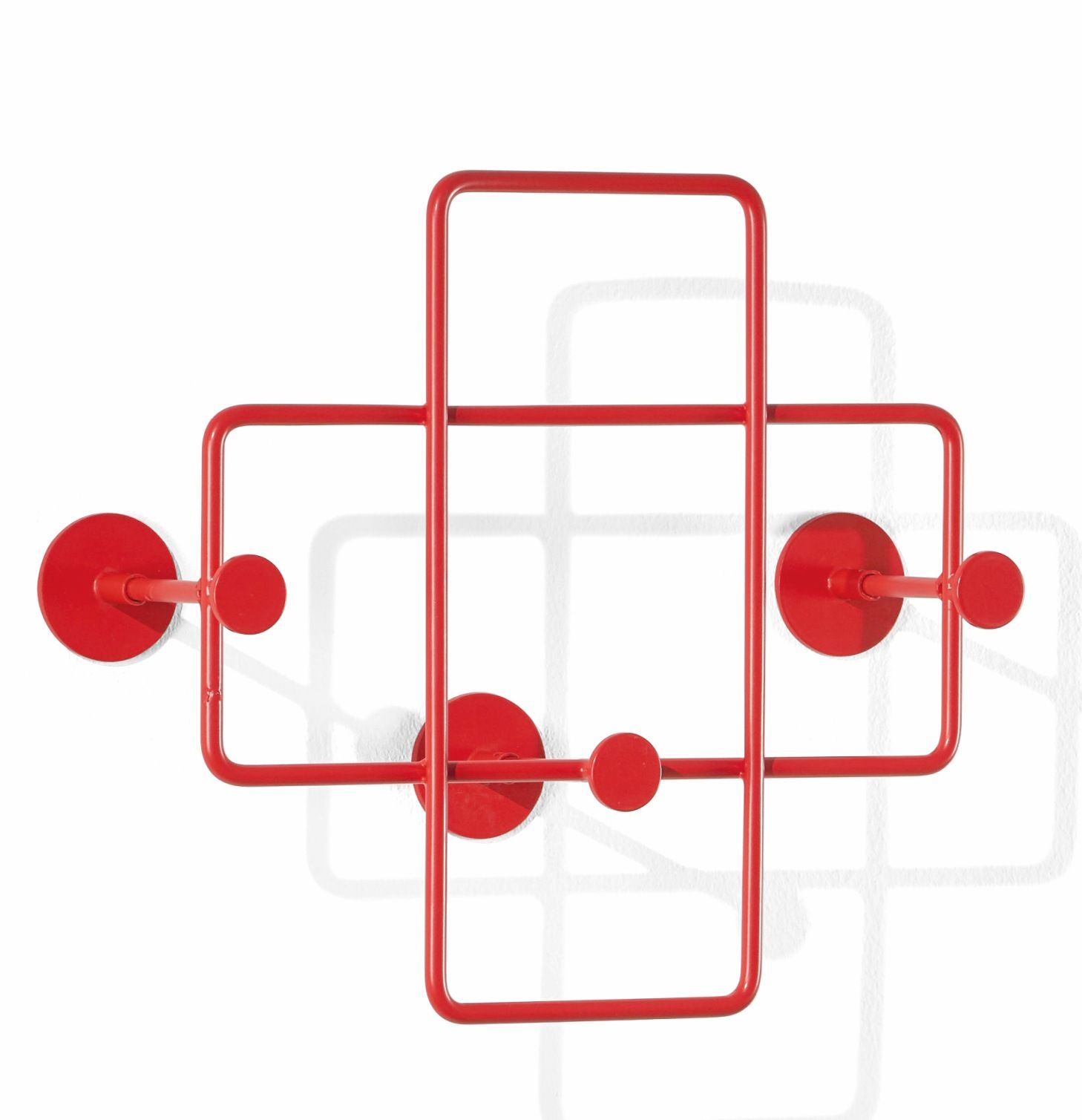 Bazar Wandgarderobe in Blutorange von Richard Lampert: Moderne, rote Design-Garderobe für die Wand.