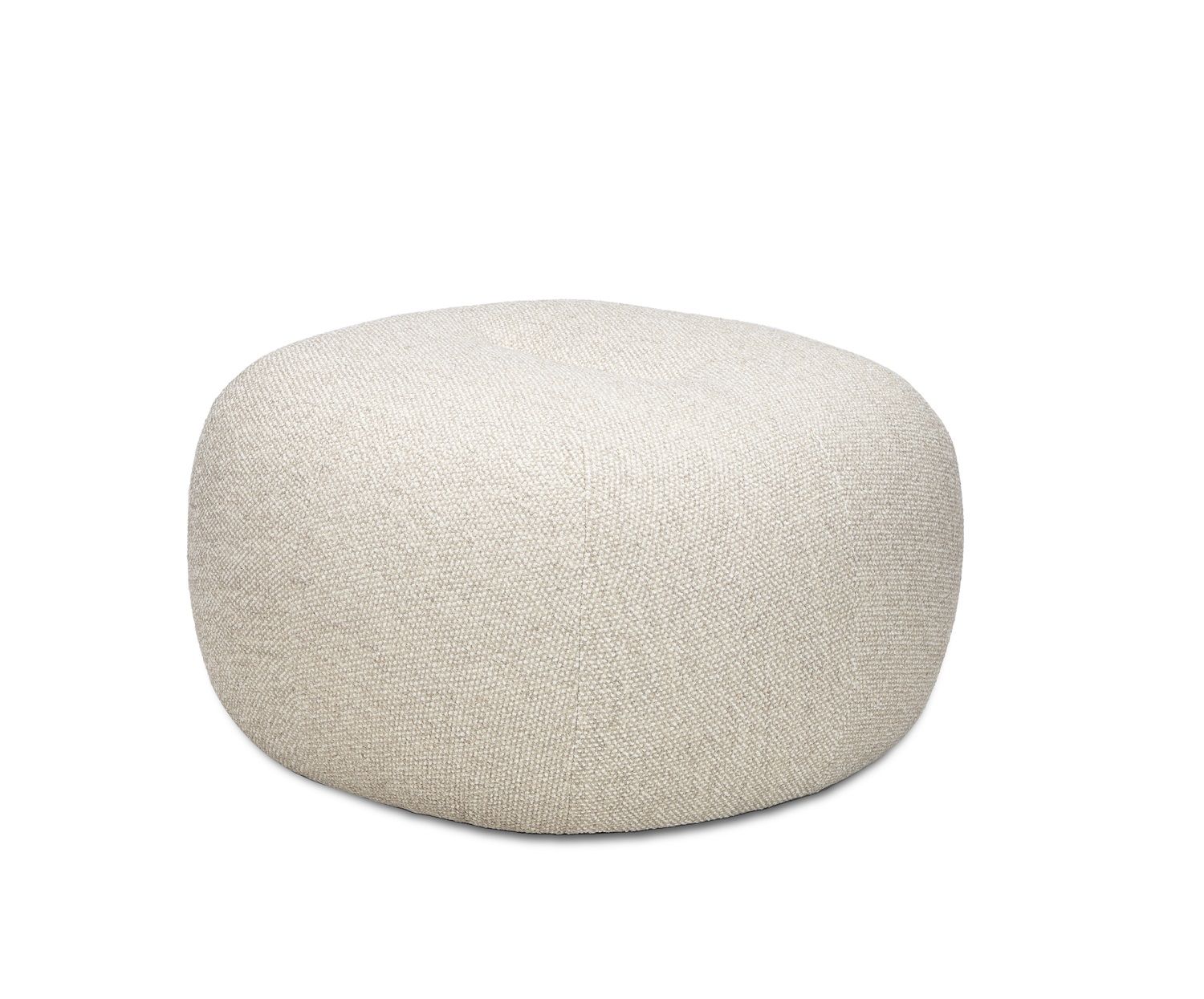 Nana Pouf Petite Hocker von Freifrau Manufaktur, runder Sitzhocker in Beige, Textilbezug.