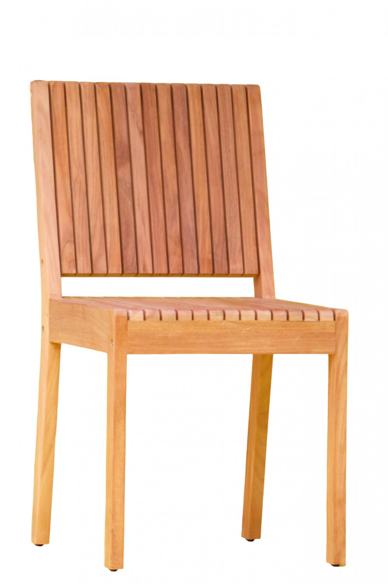 Samoa Stuhl von Jan Kurtz für den Außenbereich, aus hellem Holz mit Lattenstruktur.