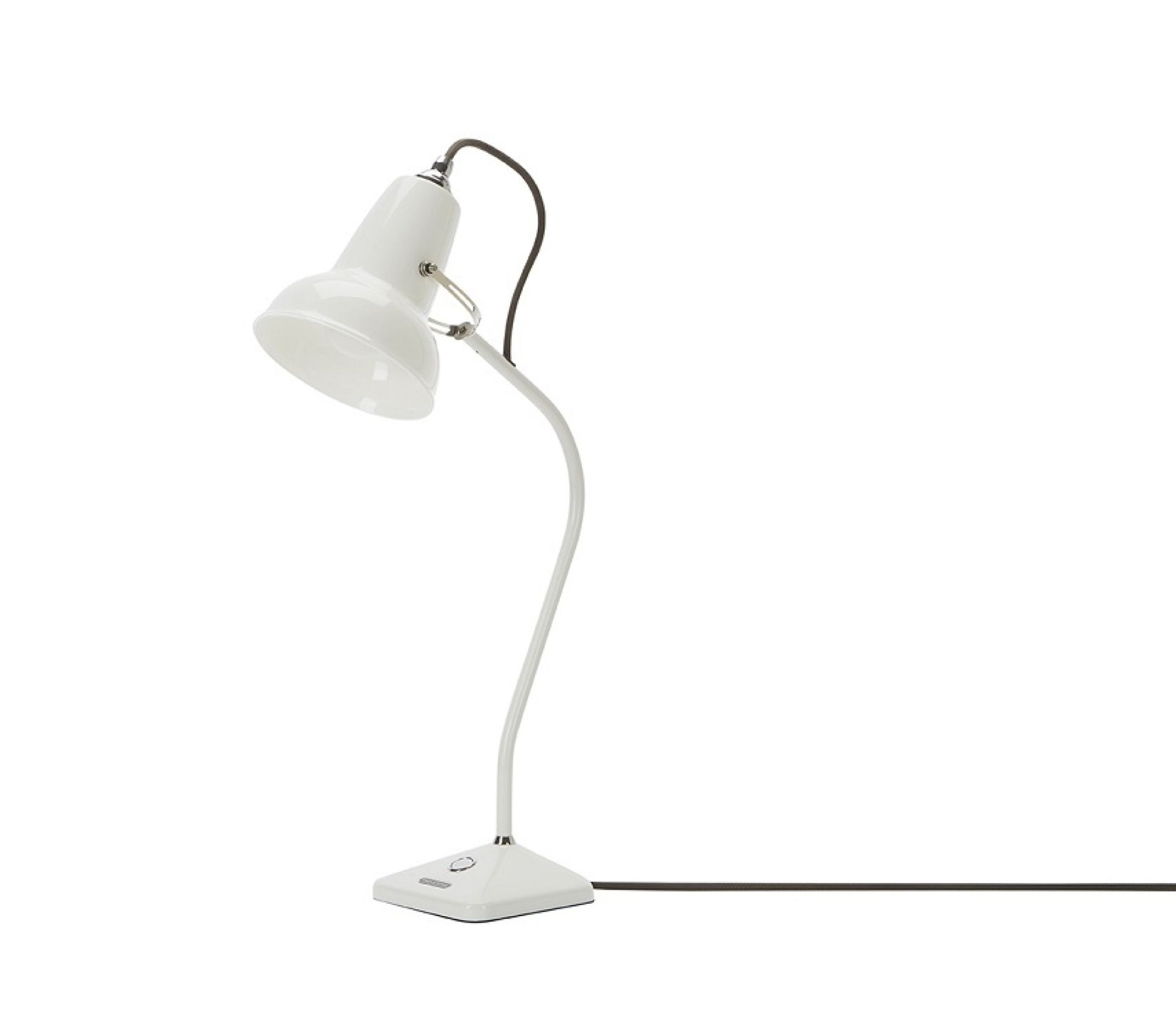 Weiße Anglepoise Original 1227 Mini Tischleuchte aus Keramik, modernes Design für Schreibtisch oder Nachttisch.