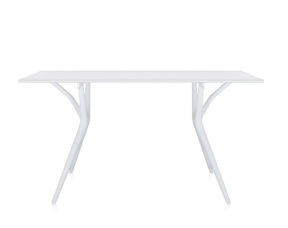 Weißer Spoon Table Bürotisch von Kartell mit rechteckiger Tischplatte und außergewöhnlichem, modernem Design.