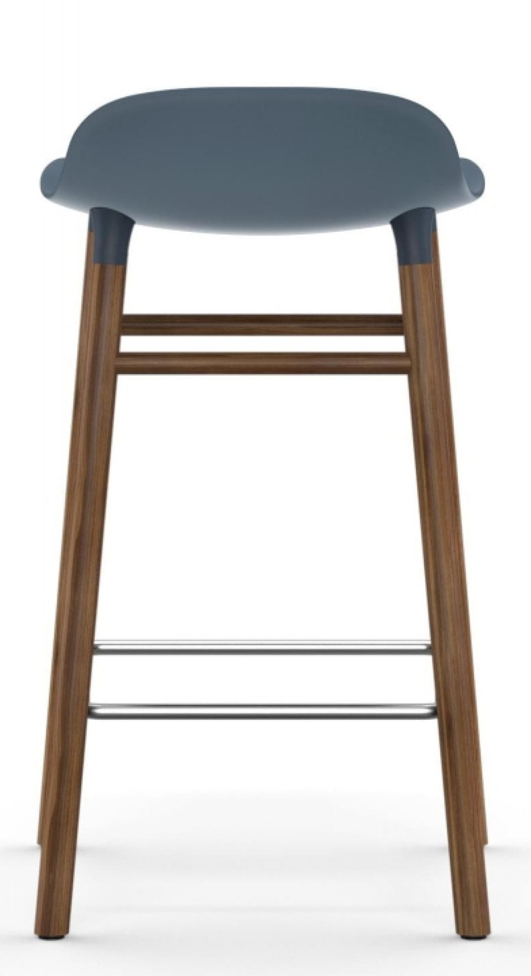 Normann Copenhagen Form Barstool H65: Blauer Barhocker mit Holzbeinen, moderne Sitzmöbel für Küche und Bar.