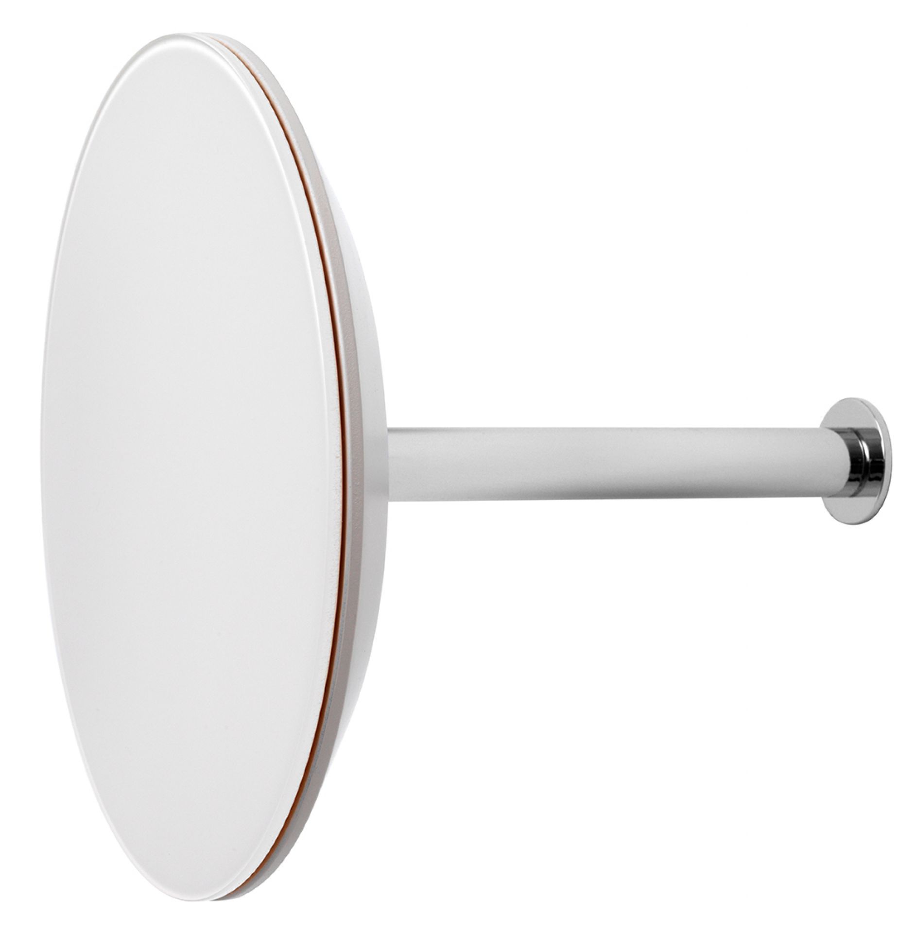 Weißer Schönbuch Slot Garderobenhaken mit runder Wandhalterung und silberner Stange, modernes Design für Flur und Diele.